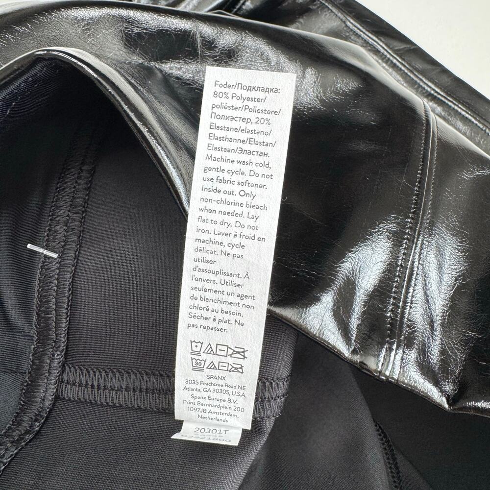 SPANX | NWT Classic Black Faux Patent Leather Leggings - Picture 8 of 8